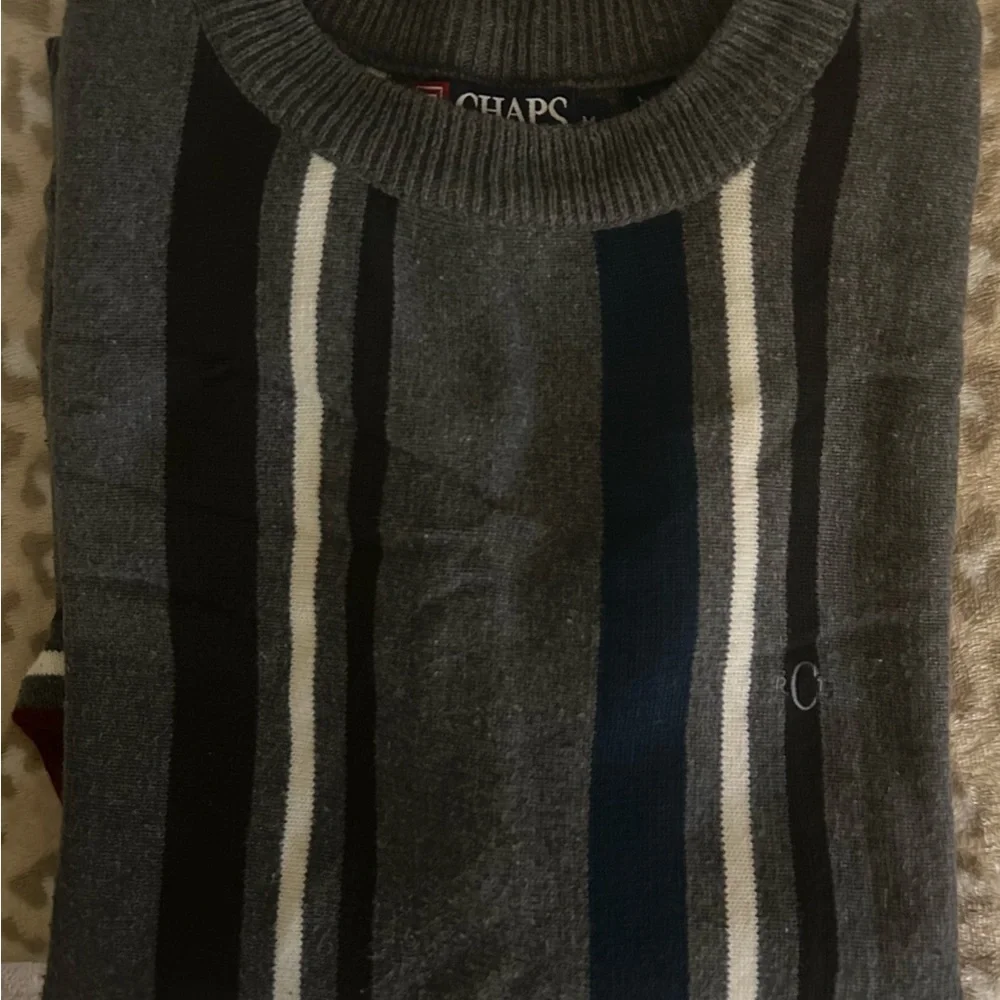 Men’s Chaps Multicolor Striped Crewneck Sweater - Picture 4 of 9